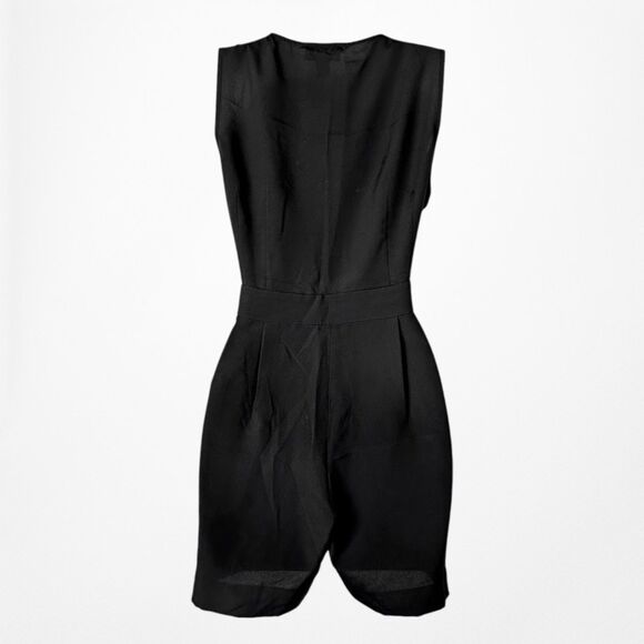 Vintage Y2K Black Sleeveless Casual Tank Dress Shorts Romper Size M - Picture 5 of 7